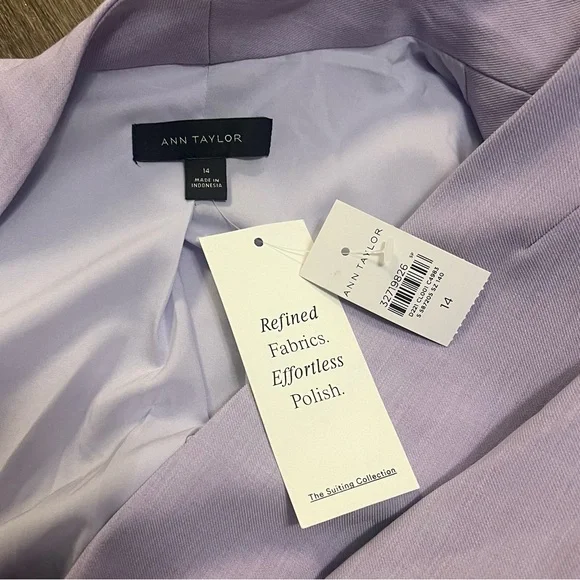 New Ann Taylor Cutaway Blazer Bi-Stretch Soft Violet Lavender Purple Size 14 NWT